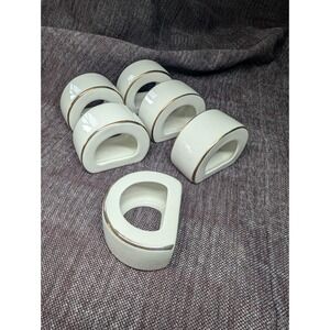 Set Of 6 Napkin Rings Classic Gold By Gibson Designs Gold Rimmed